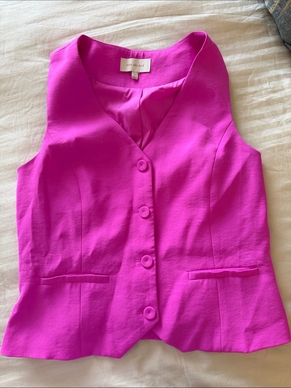 Skies Are Blue Bold Fuchsia Buttoned Vest
